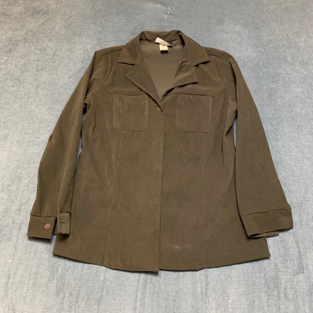 New york City Design Co Shacket Womens Medium Brown Stretch Notch Lapel Outdoor